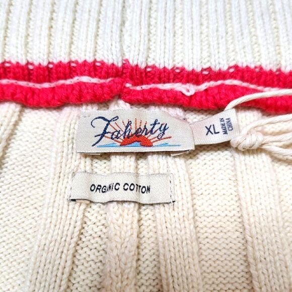 FAHERTY Game Set Sweater Short Organic Cotton Cashmere Vintage Cream Size XL - Picture 9 of 10